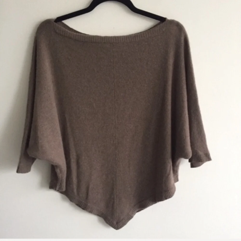 360 CASHMERE Brown Boat Neck Pullover Poncho Sweater Light Brown S - Picture 7 of 8